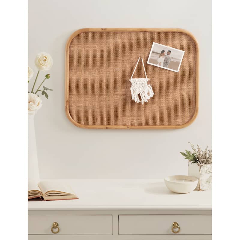 Kate and Laurel Planche Rattan Wall Pinboard