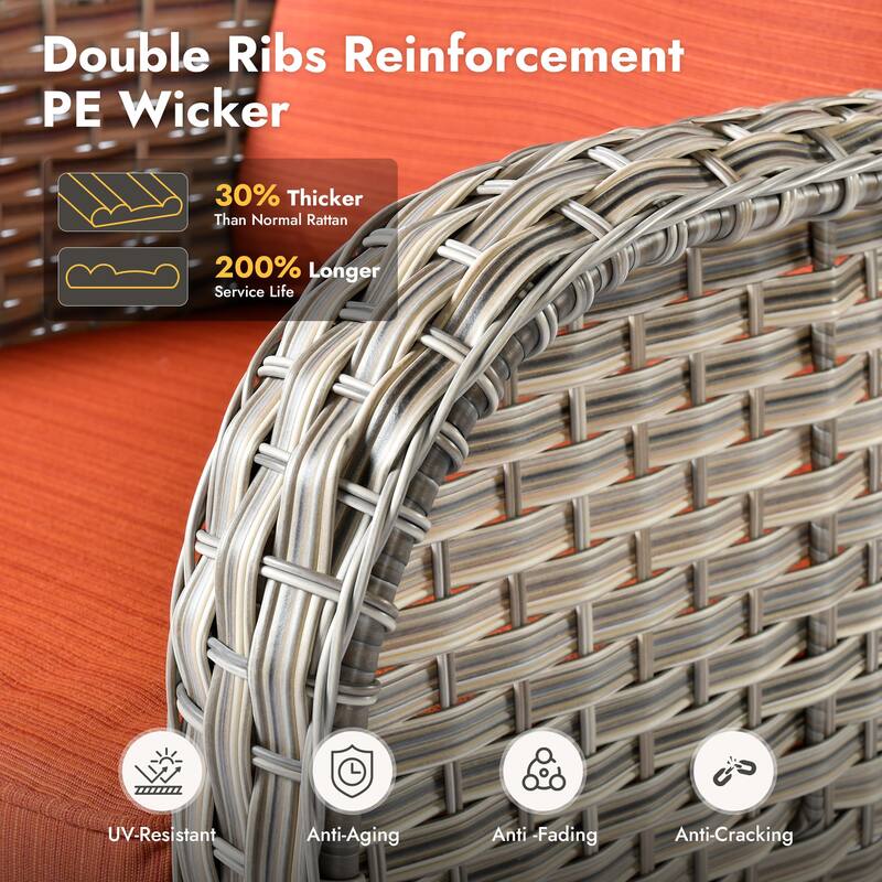 OVIOS 9 Pieces T shaped Seat Curved Swivel Chair Set With Fire Pit