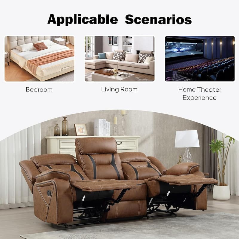 Faux Leather Manual Recliner Chair, Single Reclining Sofa Chair with Comfortable Armrest and Backrest, Furniture for Living Room