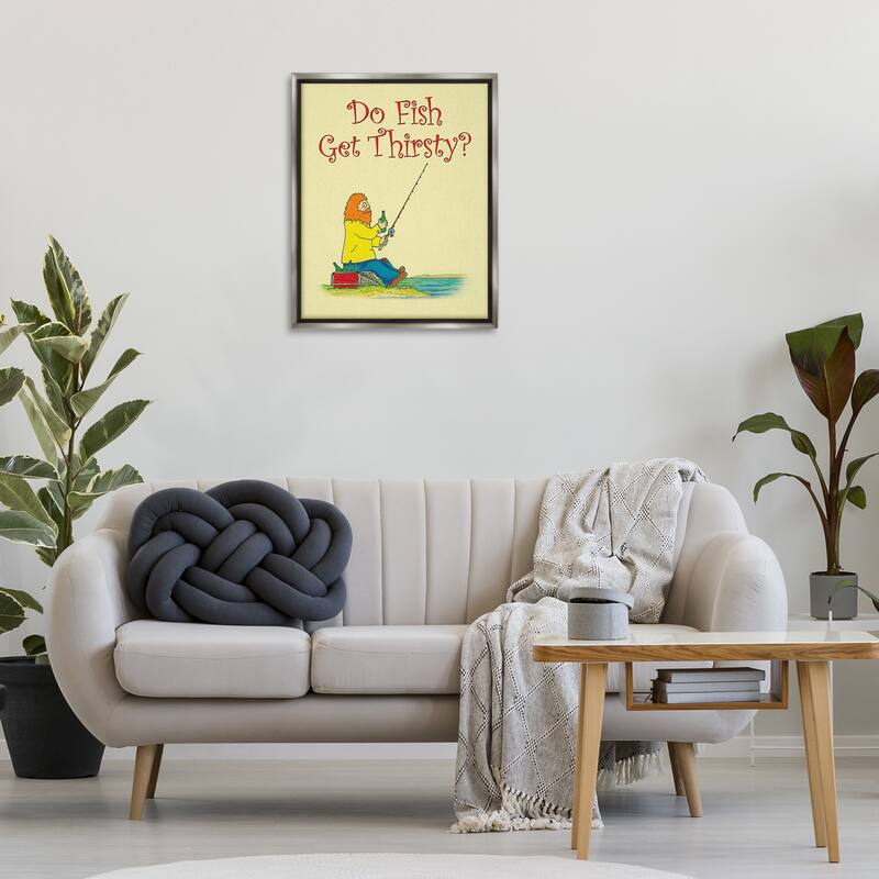Stupell Do Fish Get Thirsty Humor Framed Floater Canvas Wall Art Design By Roger Straub