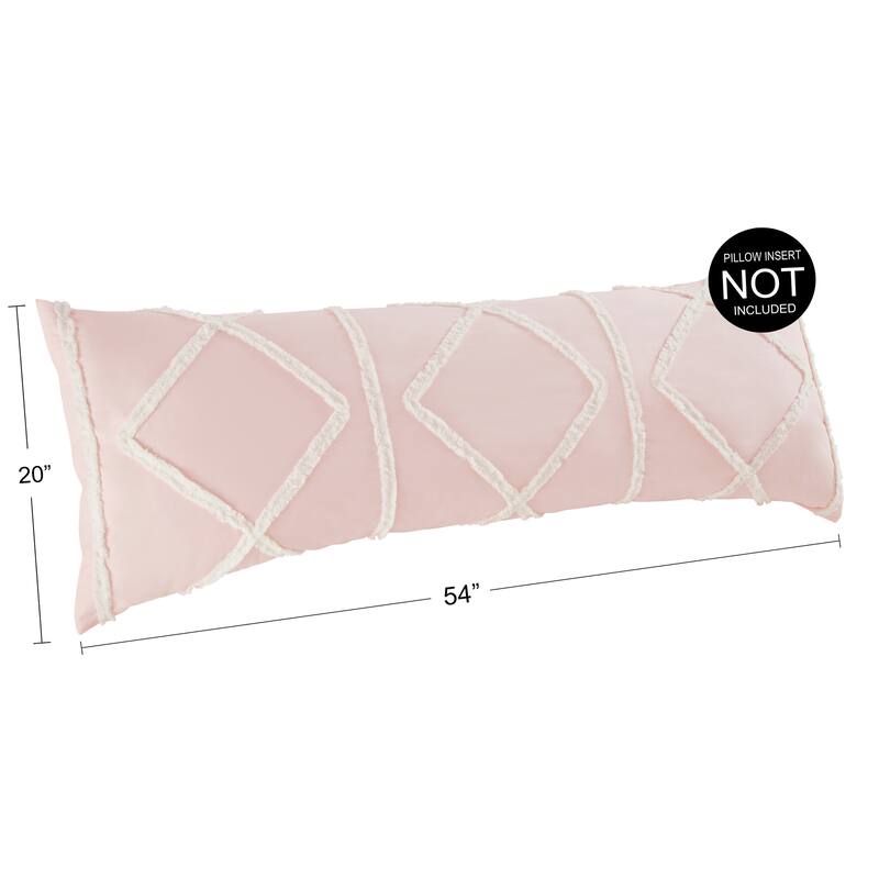 Sweet Jojo Designs Blush Pink Bohemian Boho Chic Body Pillow Case (Pillow Not Included) Farmhouse Shabby Macrame Minimalist Tuft