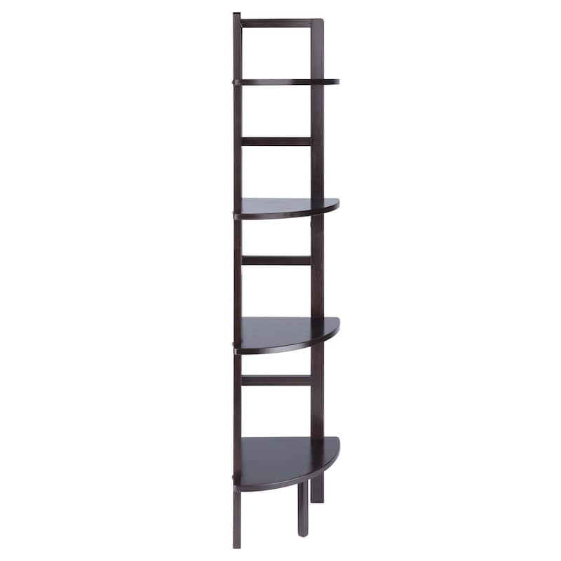 4 Tier Narrow Tall Storage Corner Shelf Rack - 63.5" - Coffee Brown
