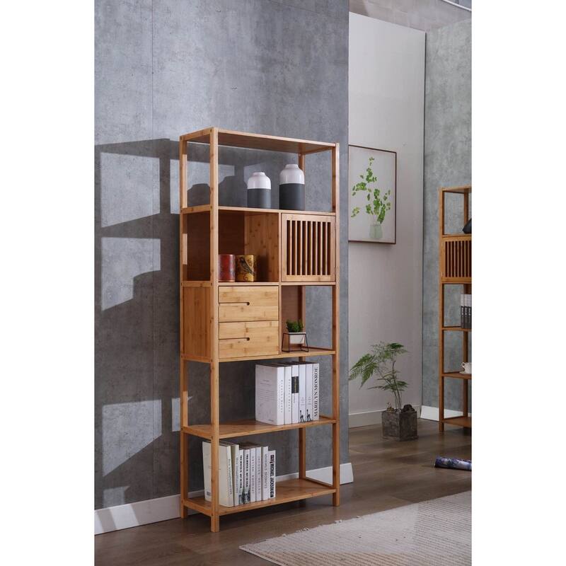 Selma Bamboo Bookcase Right Facing Spindle Cabinet