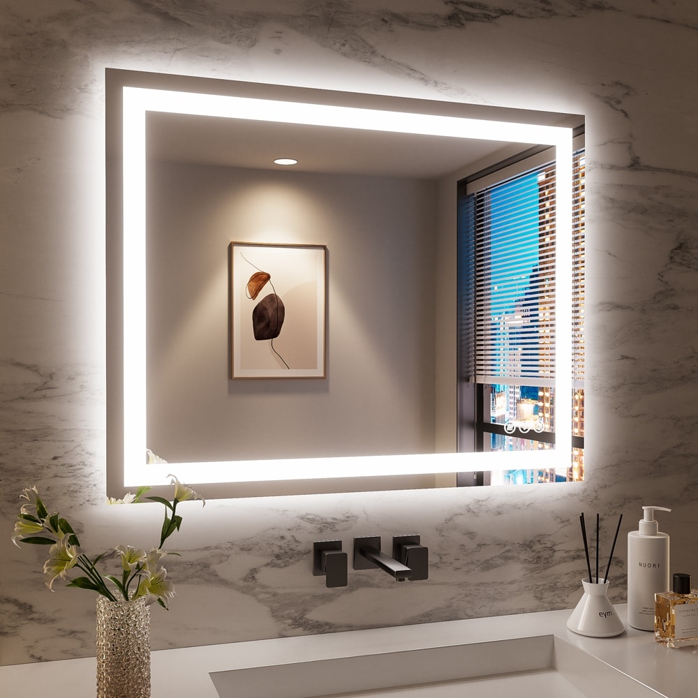 40x32 Inch Frameless LED Bathroom Mirror,Smart Mirror - White