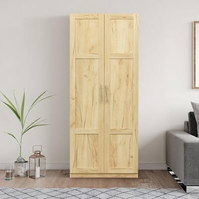 71"H x 30" W High Wardrobe with 2 Doors and 3 Partitions