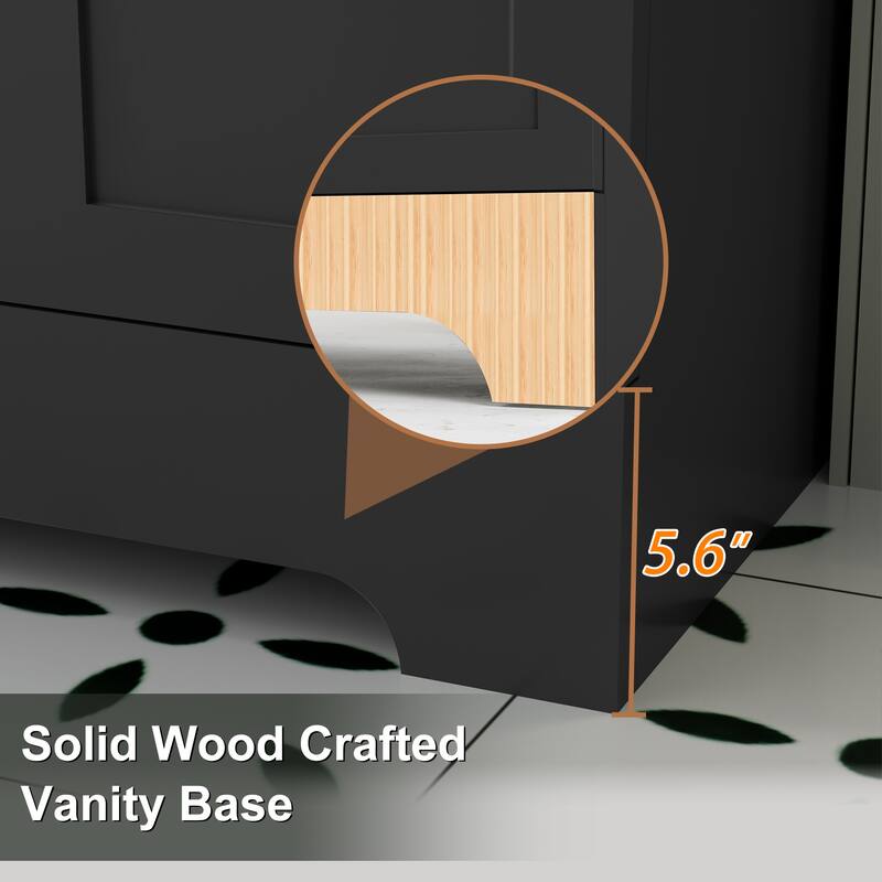 Modern 24/30/36/48" Wave-Line Bathroom Vanity Set with Sink & Faucet