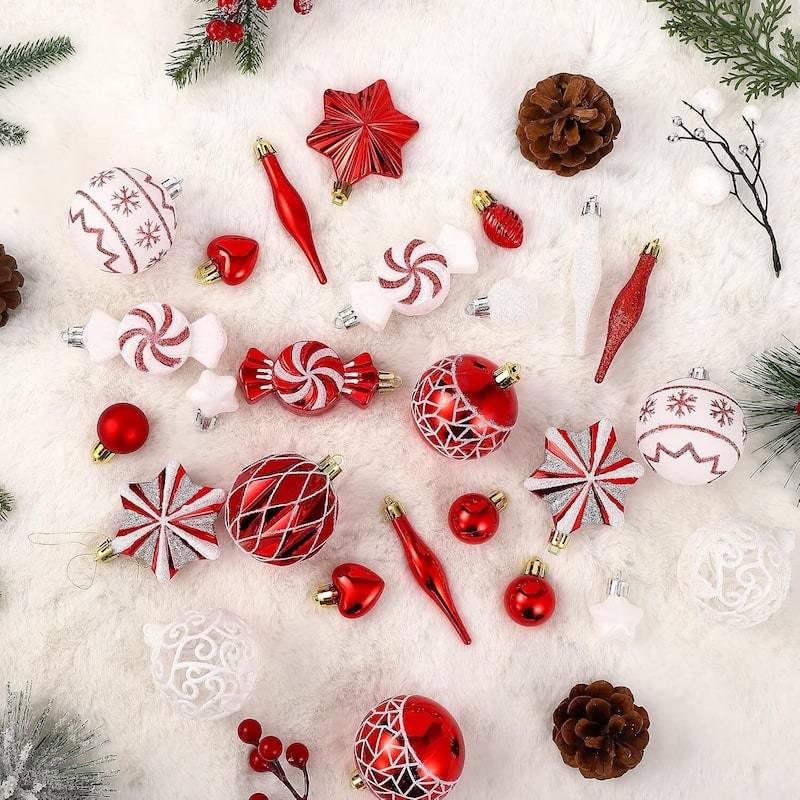 73 Pcs Christmas Decoration Ball Ornaments Set for Holiday Party Wedding - N/A