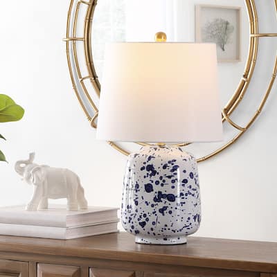 SAFAVIEH Lighting Greyon Navy Blue 23-inch Ceramic LED Table Lamp - 14" W x 12" L x 23" H