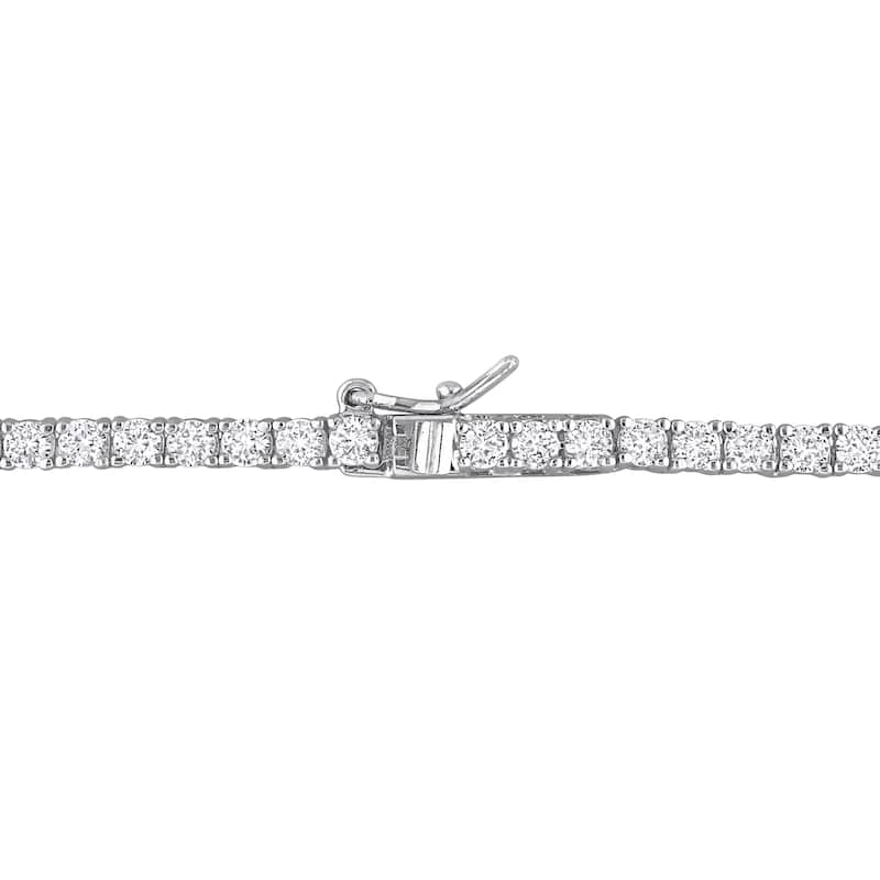 Miadora 18 CT TGW Heart Shaped Green Cubic Zirconia & Created White Sapphire Tennis Necklace in Sterling Silver