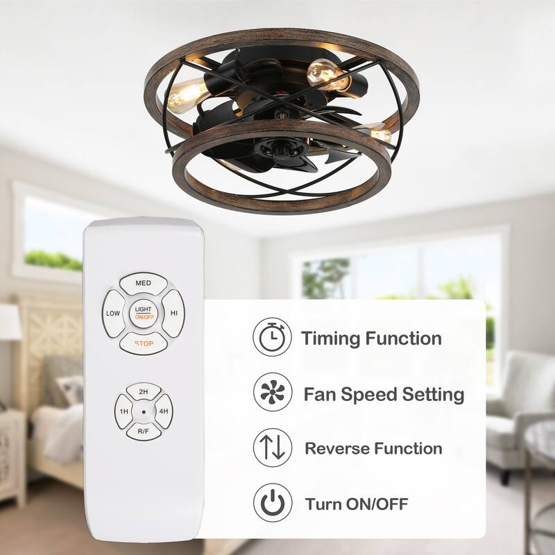 Oaks Aura Farmhouse Industrial 5 Candle Lights Chandelier, Industrial Metal Caged Ceiling Light/Ceiling Fan