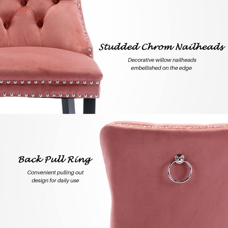 Solid Wood Velvet Upholstered Dining Chair Set of 4