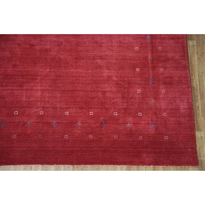 Hand Knotted Oriental 100% Wool Carpet Tribal Tribal Red Gabbeh Area Rug - 11' 4'' X 8' 1''