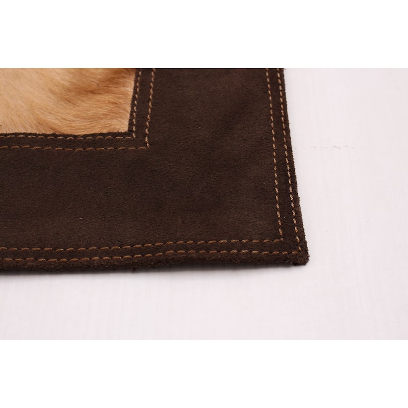 ECARPETGALLERY Handmade Cowhide Patchwork Brown Leather Rug - 4'4 x 6'7