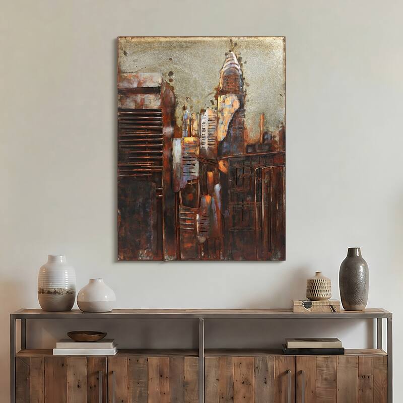 "The Chrysler Building" Mixed Media Iron Hand Painted 3D Wall Art