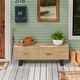 preview thumbnail 9 of 10, COSIEST Outdoor Patio Log Bench, Rectangular MgO Garden Bench - 11.8"D x 48.4"W x 17.7"H Light Oak