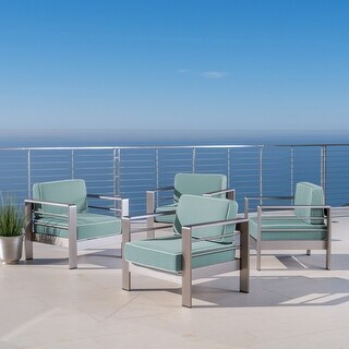 Cape Coral Outdoor Aluminum Club Chairs with Cushions (Set of 4) by Christopher Knight Home