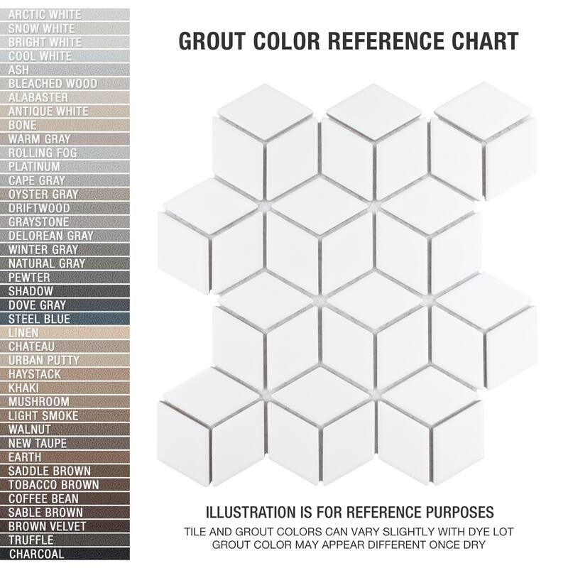 Merola Tile Hudson Rhombus Matte White 10-1/4" x 11-3/4" Porcelain Mosaic Floor and Wall Tile