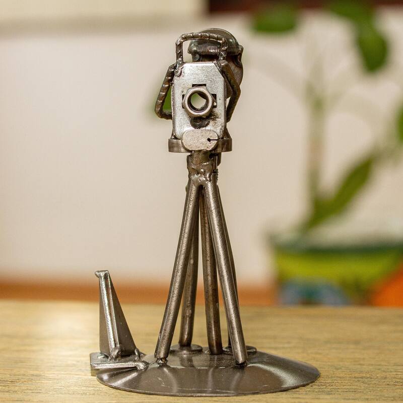 Novica Handmade Rustic Surveyor Recycled Auto Parts Sculpture