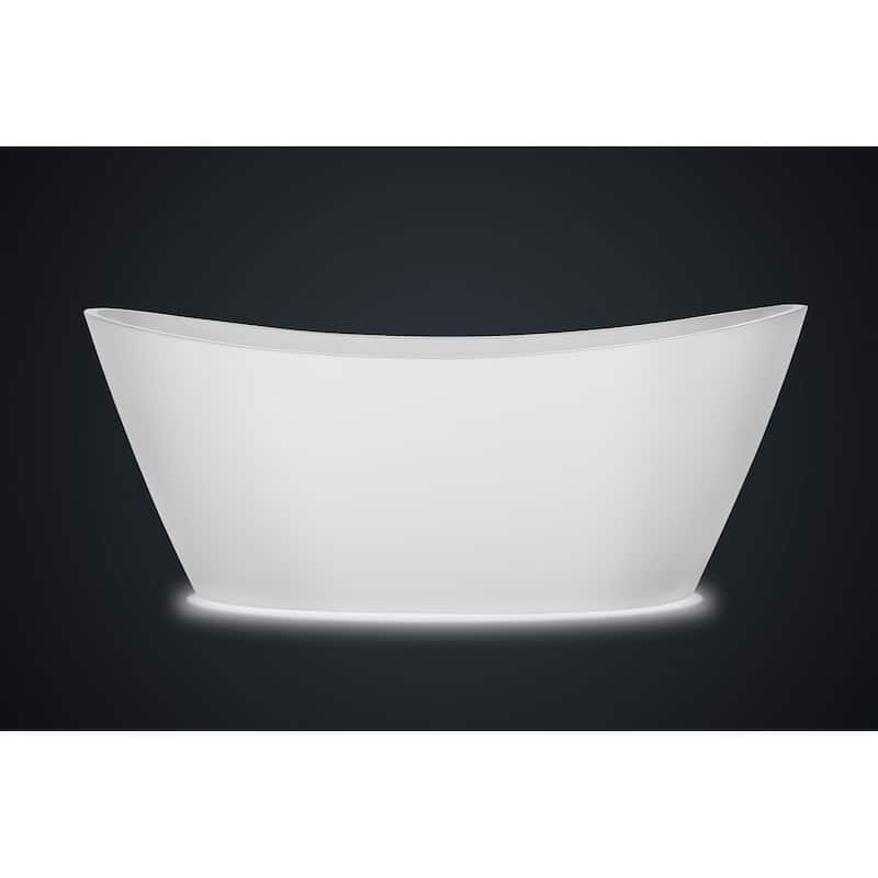 7 Color Changing Lights 59" X 30" Freestanding Soaking Bathtub