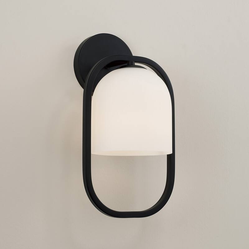 7.5" W X 14" H 1-Light Capsule Sconce with Soft White Glass - 7.75"W x 14"H x 7"E