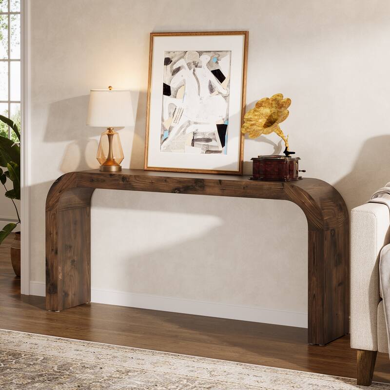 70.87-Inch Console Table, Solid Wood Farmhouse Sofa Table