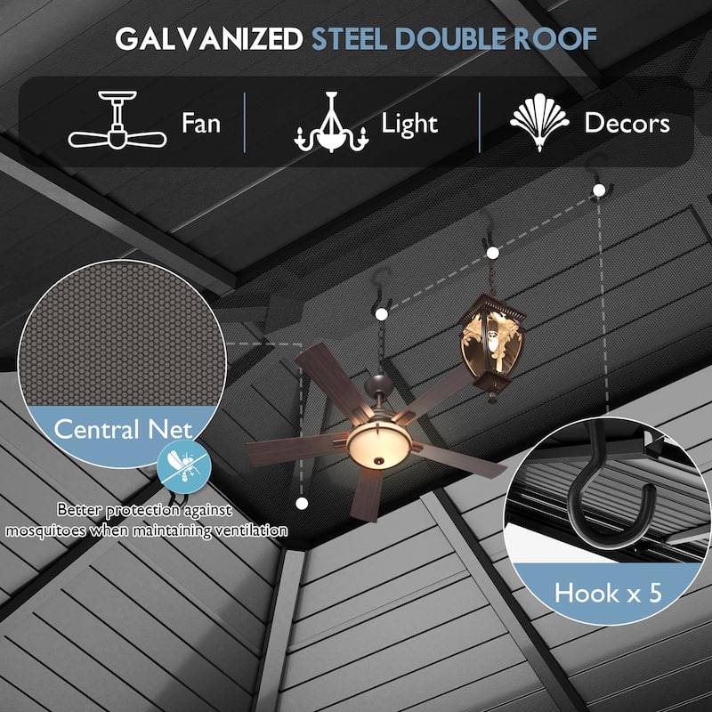 Outdoor Double Roof Hardtop Gazebo