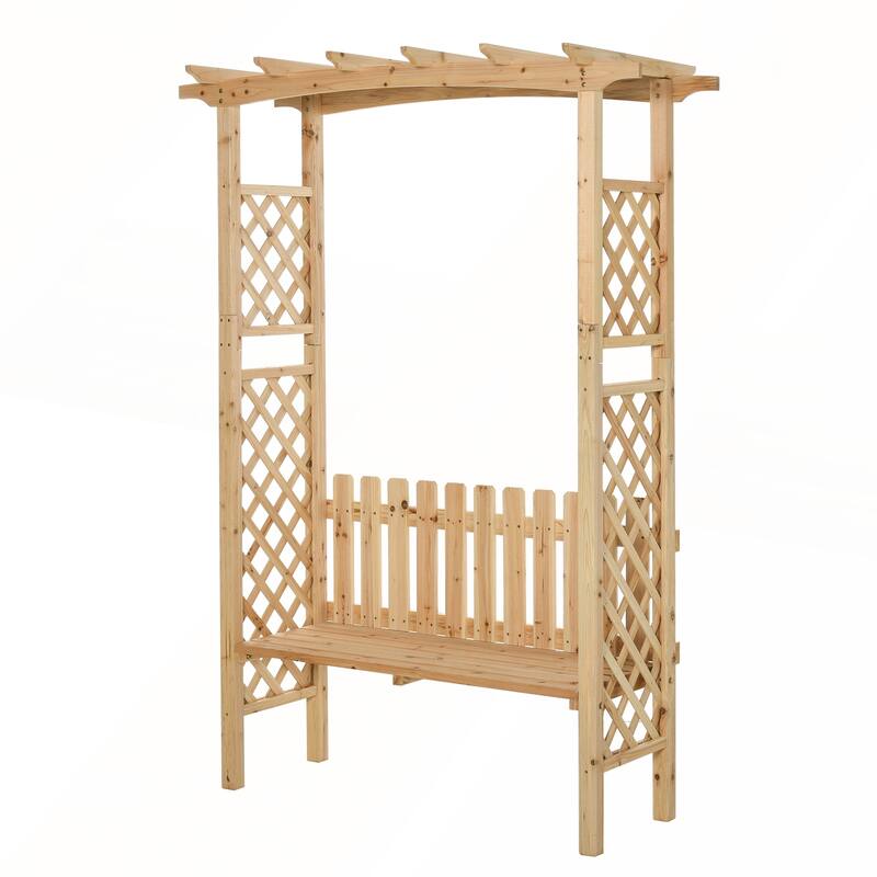Outsunny Wooden Garden Arbor for Climbing Plants with Garden Bench