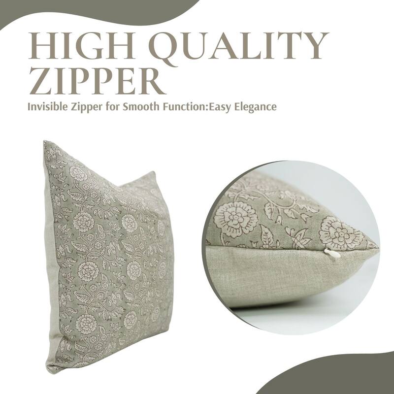 Fabdivine Polka Dots Grey Pure Linen Cushion Cover Soft, 12x20 Inches Handmade Block Print Bedroom or Farmhouse Décor, Shivri