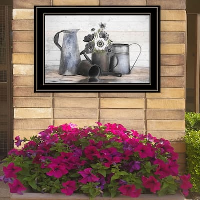 TrendyDecor4U Farmhouse "Floral Farmhouse I" Framed Print Wall Art by Robin-Lee Vieira