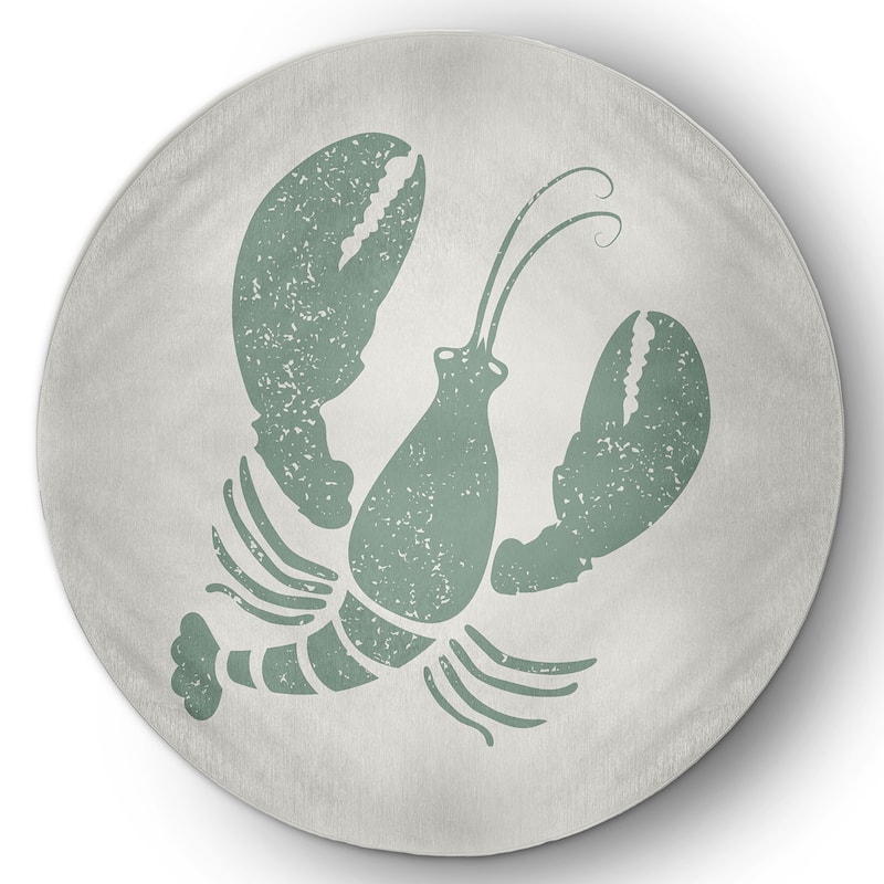 Lobster Nautical Indoor/Outdoor Rug - Sage and White - 5' Round