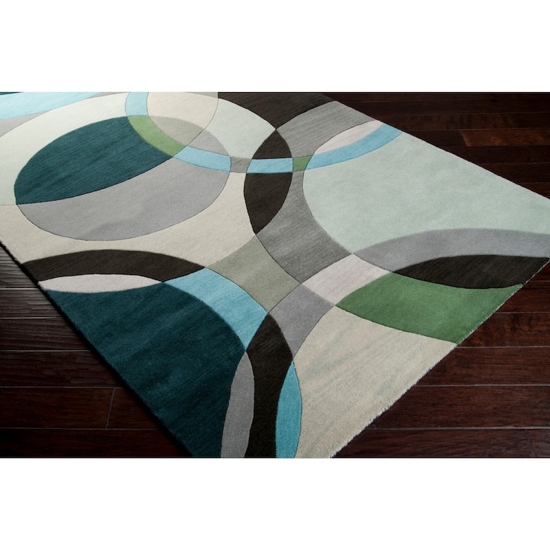 Mayflower Handmade Modern Circles Wool Area Rug