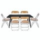 preview thumbnail 54 of 81, Lawrence Modern 7-Piece Dining Set of 6 Acrylic Folding Dining Chairs and Solid Wood Top with Black Metal Legs Tangerine