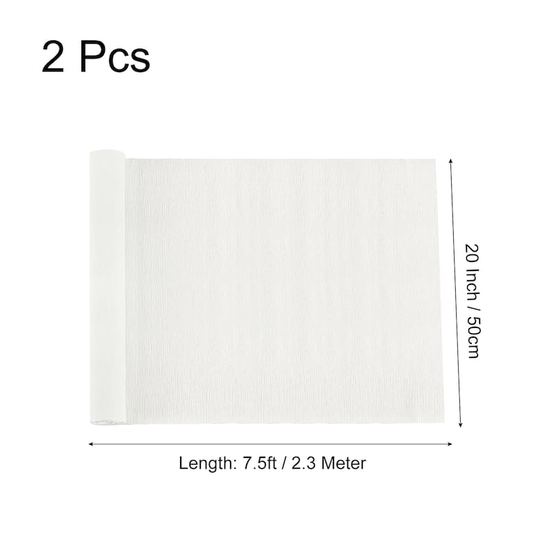 2pcs Crepe Paper Rolls DIY Decoration 7.5ft Long 20 Inch Wide - White