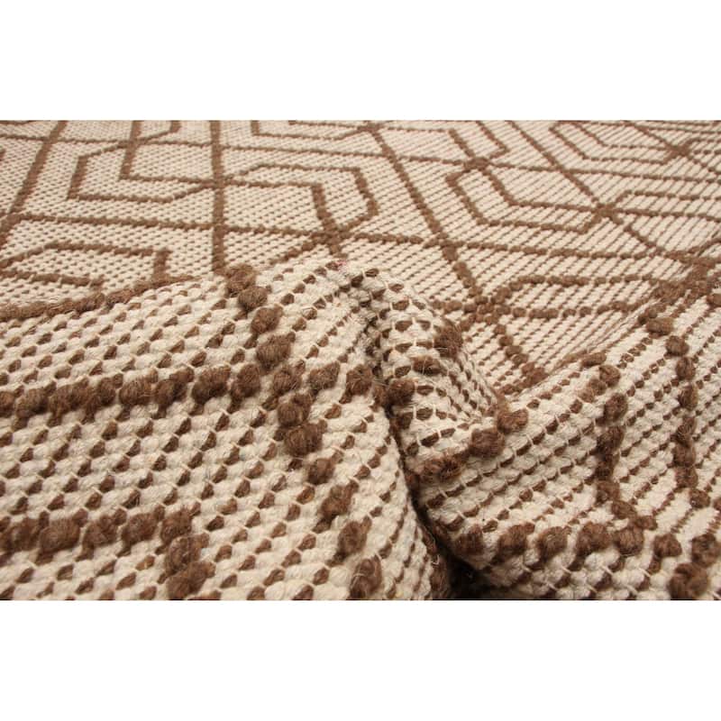 ECARPETGALLERY Braid weave Sienna Brown Wool Rug - 5'0 x 7'7