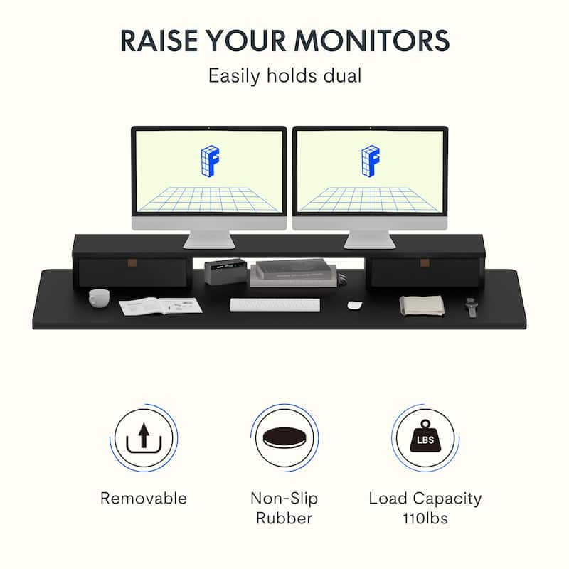 FlexiSpot 48"x24"/55"x24" Ergonomic Height Adjustable Standing Desk with 2 Drawers, Monitor Stand Computer Desk