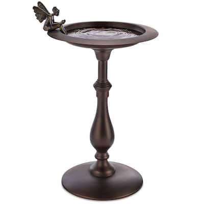 Classic Bronze Bird Bath Pedestal with Fairy