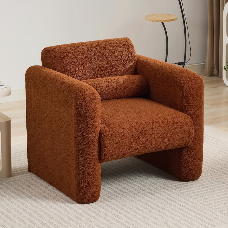 Sherpa Fabric Modern Accent Chair - Cozy Teddy Upholstery