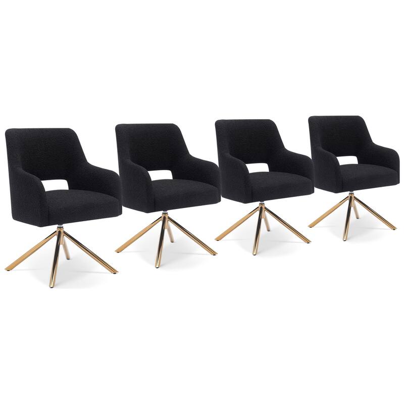 Boucle Polyester Upholstered Swivel Accent Chair - Stain Resistant (Set of 4)