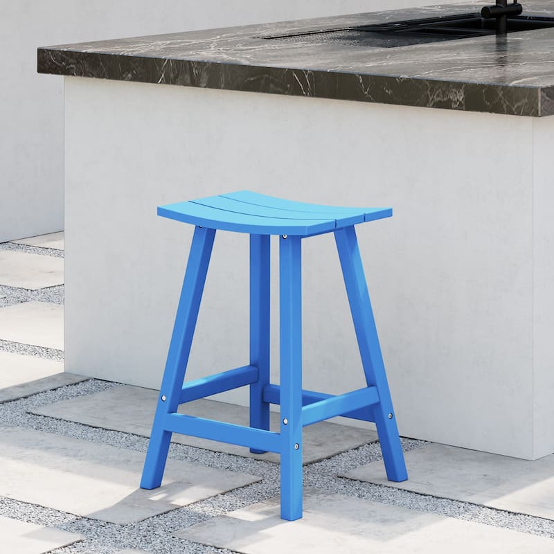 Laguna Hdpe All Weather Outdoor Patio 24" Saddle Seat Counter Stool