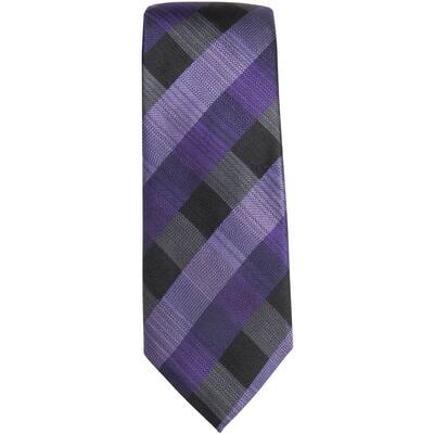 Alfani Mens Sidney Gingham Self-tied Necktie, Purple, One Size - One Size