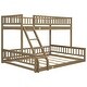 preview thumbnail 10 of 10, Walnut Twin XL over Queen Size Bunk Bed with Ladder and Guardrails for Kids