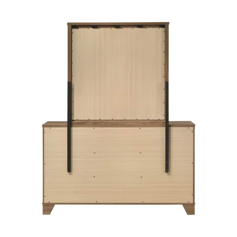 Furniture of America Nyess Modern 2-Piece Chestnut Brown Wood 6-Drawer Dresser and Mirror Set
