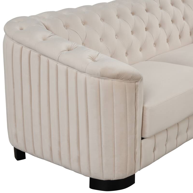 64.3" Velvet 2-Seat Sofa with Wood Frame & Ergonomic Backrest