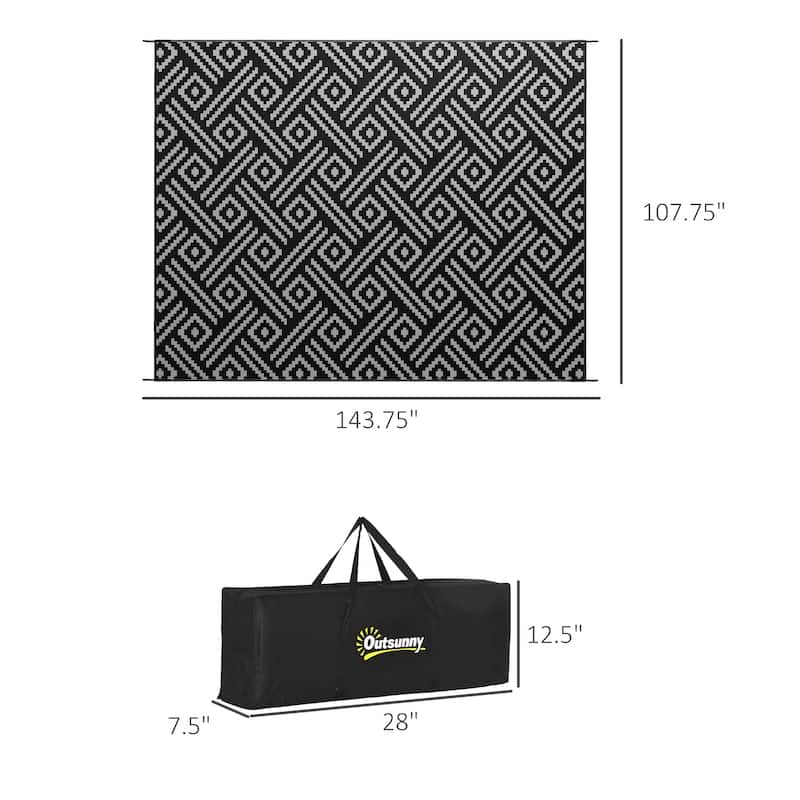 Outsunny Reversible Outdoor Rug, 9' x 12' Waterproof Plastic Straw Floor Mat, Portable RV Camping Carpet - 9' x 12'