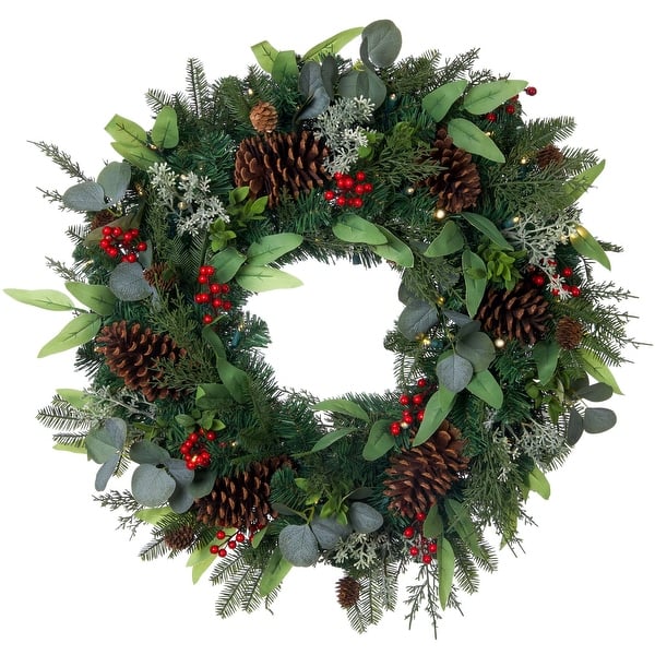 slide 2 of 8, 30 in. Lighted Christmas Wreath - Christmas Woods - 30 Inch