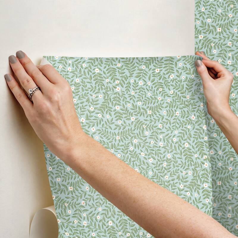 Rifle Paper Co. Elodie Light Blue Petite Floral Premium Peel + Stick Wallpaper
