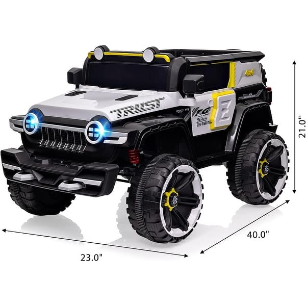 dimension image slide 0 of 5, 2 Seater Ride On Car with Remote Control, 4WD Off-Road Truck 12V Electric Battery Powered Ride On Toys
