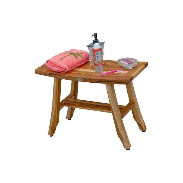 EcoDecors Satori Natural Teak Wood Shower Bench 24inch Wide x 18