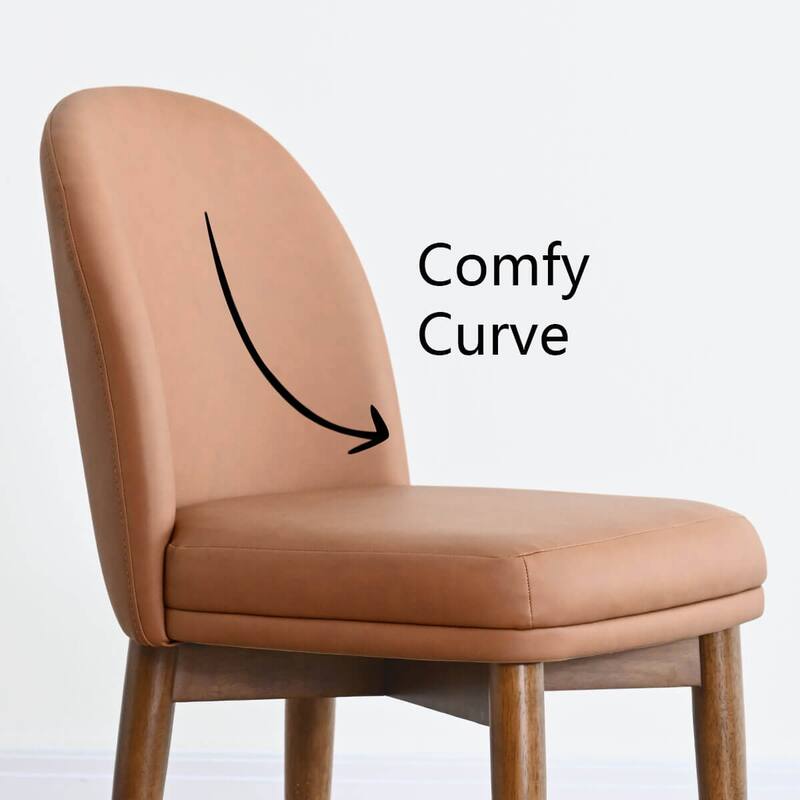 Tan Faux Leather Upholstered Parson Chair(Set of 4)