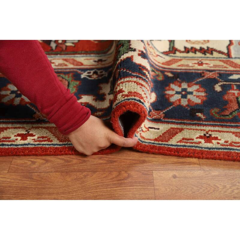 Orange Heriz Serapi Oriental Area Rug Hand-Knotted Wool Carpet - 9'0" x 11'10"